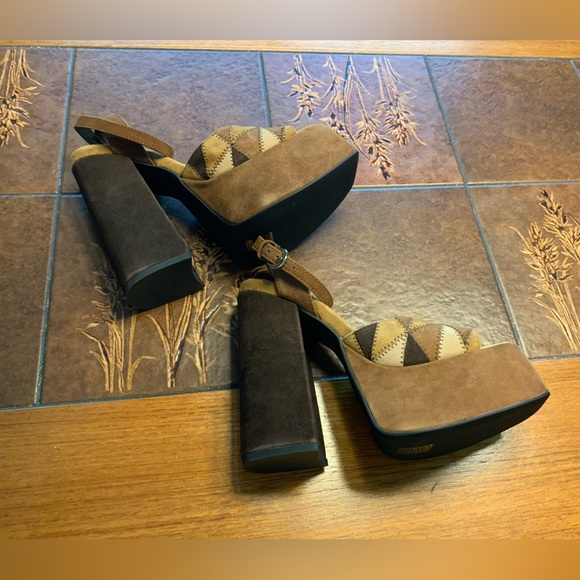 BRAND NEW Jeffrey Campbell SEVENTYONE 70s style suede patchwork platforms - Picture 4 of 7